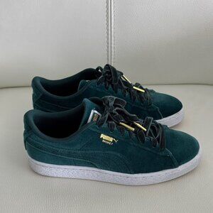 Puma Womens Basket Classic Velvet Lace Up Sneakers Shoes Green 7.5
